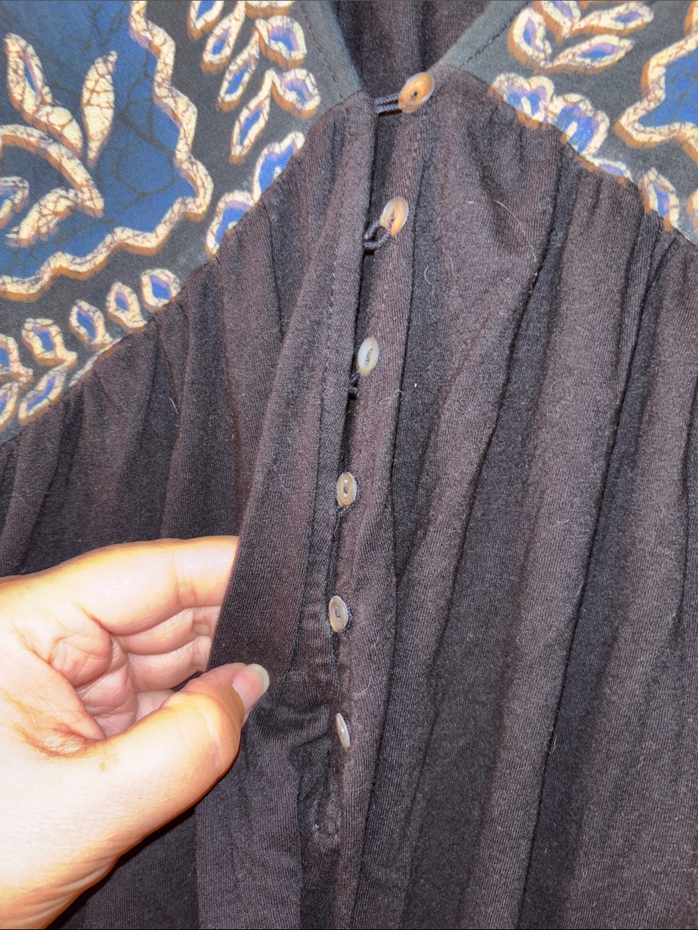 Free People Black Tunic with Blue Embroidered Yoke - Picture 5 of 7